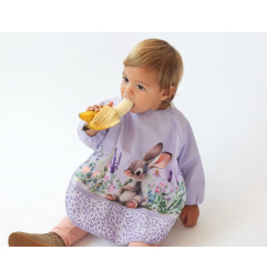 Babero impermeable con mangas elefante lavanda-Kiokids