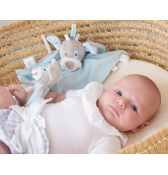 Set azul doudou y sonajero perrito-Kiokids