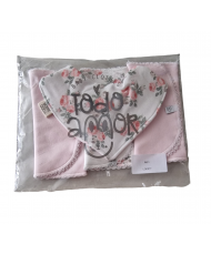 Set Babero Bandana Reversible+Tres Babitas Liberty-Todo Amor Baby