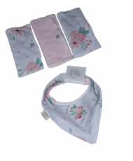 Set Babero Bandana Reversible Ambra+Tres Baberos Ambra-Todo Amor Baby
