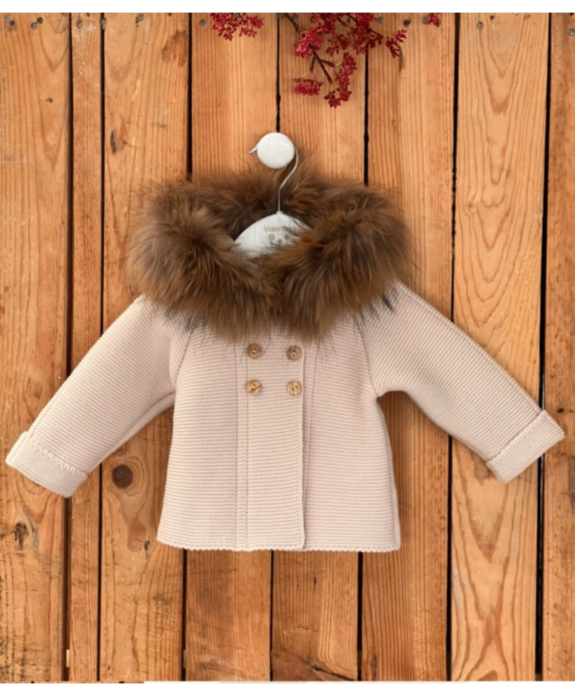 Chaquetón Punto Pelo Natural MEK10-Valentina Bebés