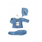 Conjunto Punto Tres Piezas Azul Empolvado Osito MEK45-Valentina Bebés