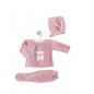 Conjunto Punto Tres Piezas Osito Rosa Empolvado MEK49-Valentina Bebés