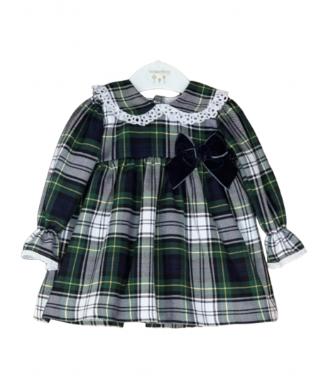 Vestido Escocés Cuadros Verde Inglés KAX215-Valentina Bebés