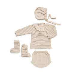 Conjunto 4 Piezas Braga Punto Crema-Juliana
