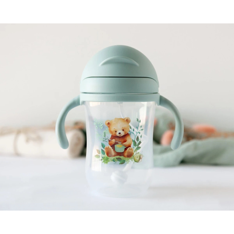Taza aprendizaje 300ml con asas oso sage-Kiokids