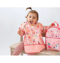 Babero impermeable con mangas rosa-Kiokids