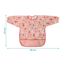 Babero impermeable con mangas rosa-Kiokids