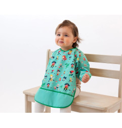 Babero impermeable con mangas verde-Kiokids
