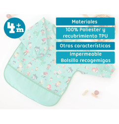 Babero impermeable con mangas verde-Kiokids