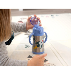 Botella entrenamiento cohete azul 280ml acero inoxidable-Kiokids