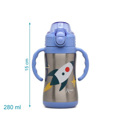Botella entrenamiento cohete azul 280ml acero inoxidable-Kiokids