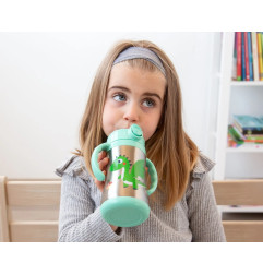 Botella entrenamiento dragón verde 280ml acero inoxidable-Kiokids