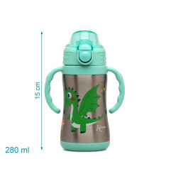 Botella entrenamiento dragón verde 280ml acero inoxidable-Kiokids