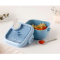 Caja almuerzo azul con cuchara gris-Kiokids