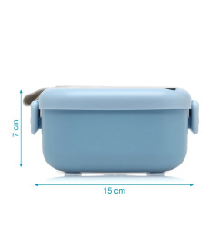 Caja almuerzo azul con cuchara gris-Kiokids