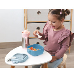 Caja almuerzo azul con cuchara gris-Kiokids