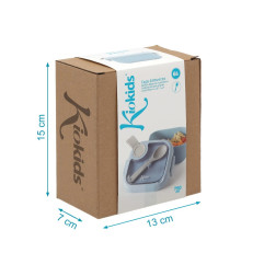 Caja almuerzo azul con cuchara gris-Kiokids