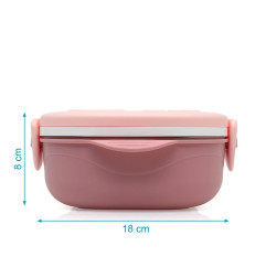 Caja almuerzo cuadrado acero inoxidable rosa-Kiokids