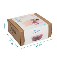 Caja almuerzo cuadrado acero inoxidable rosa-Kiokids
