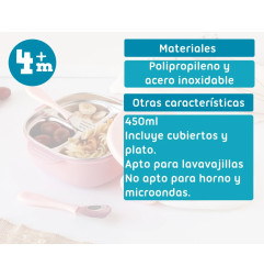 Caja almuerzo cuadrado acero inoxidable rosa-Kiokids