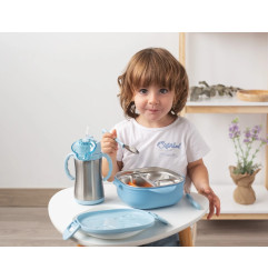 Caja almuerzo cuadrado acero inoxidable azul-Kiokids