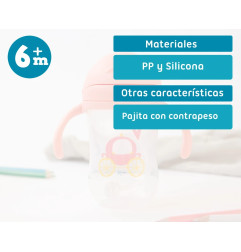 Taza aprendizaje step 3 300ml con asas rosa-Kiokids