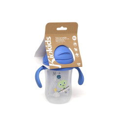 Taza aprendizaje step 3 300ml con asas azul-Kiokids