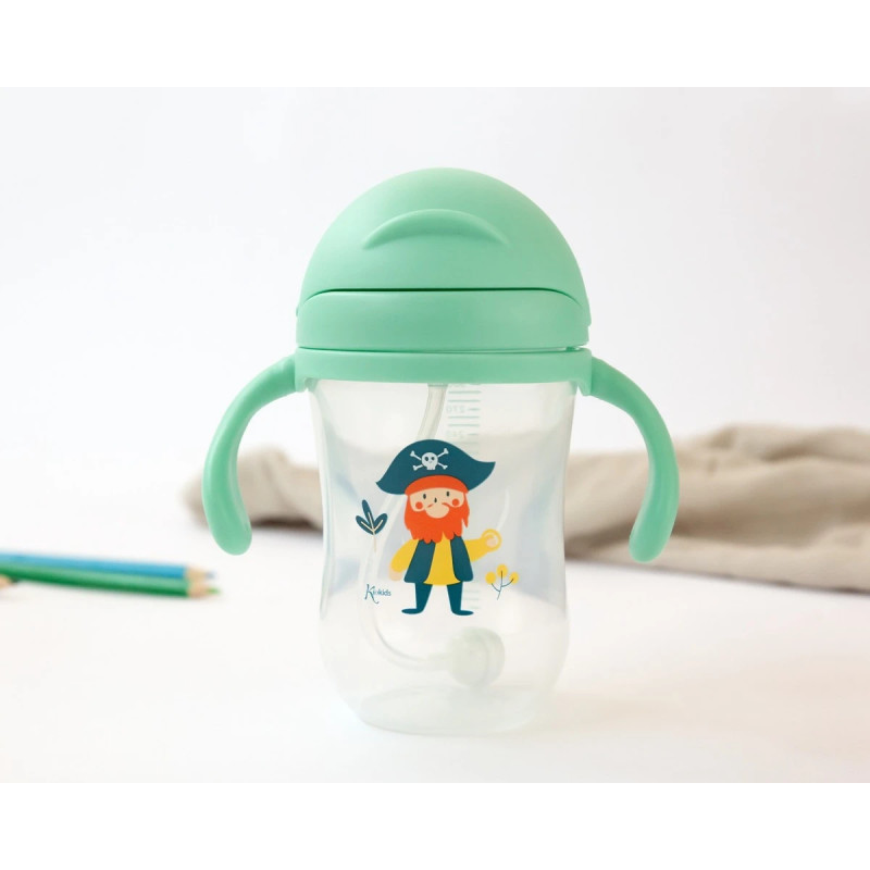 Taza aprendizaje step 3 300ml con asas verde-Kiokids