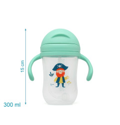 Taza aprendizaje step 3 300ml con asas verde-Kiokids
