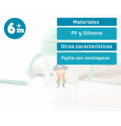 Taza aprendizaje step 3 300ml con asas verde-Kiokids