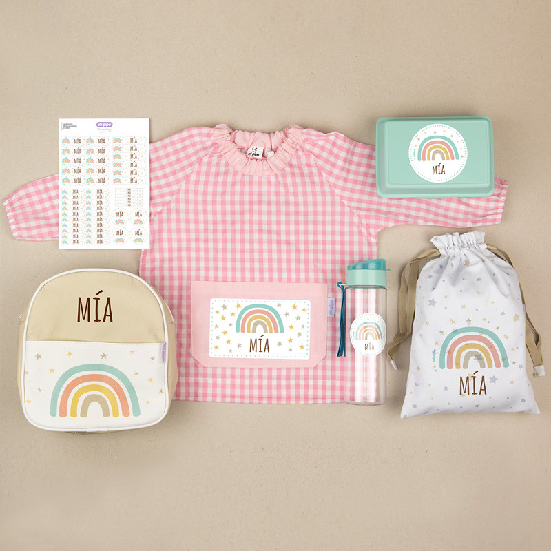 Pack Mi Guarde Personalizado Arcoíris Soft Rosa + Regalo Cajita Porta Alimentos-Mi Pipo