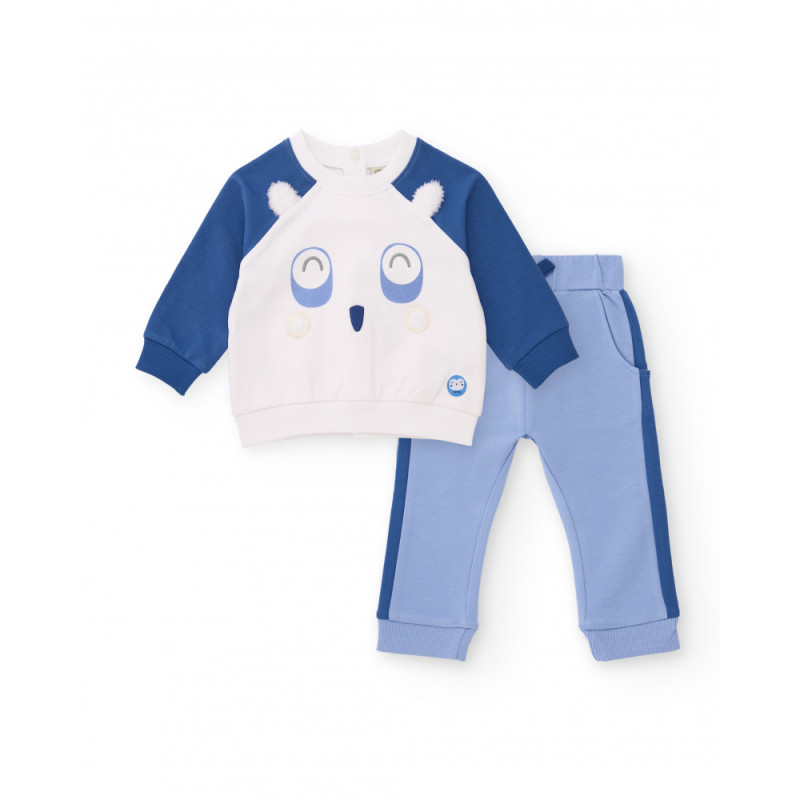 Conjunto de sudadera y pantalón para bebé niño en tonos azul con diseño de carita-Tuc Tuc Conjunto de sudadera y pantalón para bebé niño en tonos azul con diseño de carita-Tuc Tuc