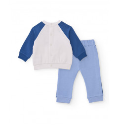 Conjunto de sudadera y pantalón para bebé niño en tonos azul con diseño de carita-Tuc Tuc