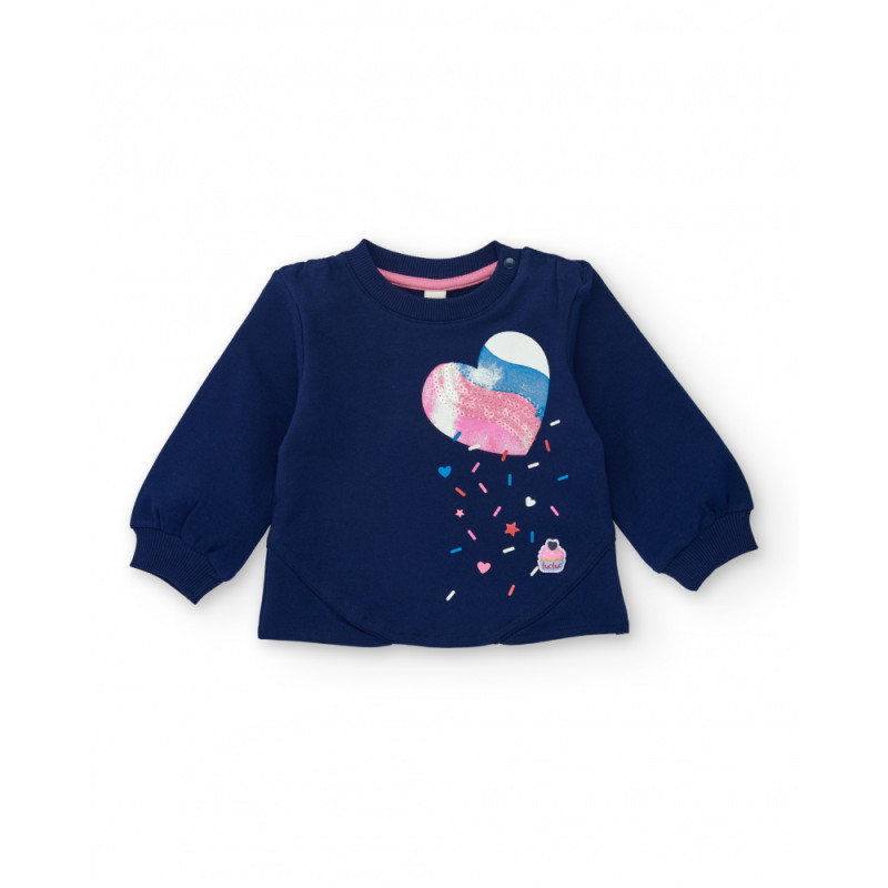 Sudadera de niña en azul marino con corazón brillante y diseño trasero asimétrico-Tuc Tuc Sudadera de niña en azul marino con corazón brillante y diseño trasero asimétrico-Tuc Tuc