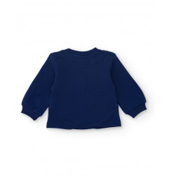 Sudadera de niña en azul marino con corazón brillante y diseño trasero asimétrico-Tuc Tuc