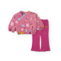 Conjunto para niña de sudadera rosa con estampado divertido y pantalón acampanado-Tuc Tuc