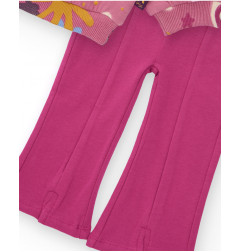 Conjunto para niña de sudadera rosa con estampado divertido y pantalón acampanado-Tuc Tuc