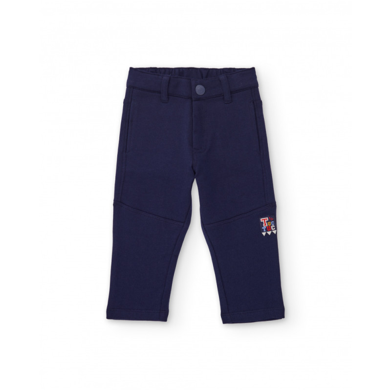 Pantalón de felpa para niño en azul marino con costuras decorativas-Tuc Tuc Pantalón de felpa para niño en azul marino con costuras decorativas-Tuc Tuc