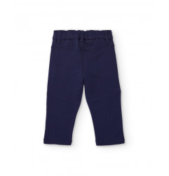 Pantalón de felpa para niño en azul marino con costuras decorativas-Tuc Tuc