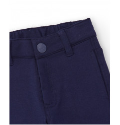 Pantalón de felpa para niño en azul marino con costuras decorativas-Tuc Tuc