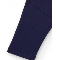 Pantalón de felpa para niño en azul marino con costuras decorativas-Tuc Tuc