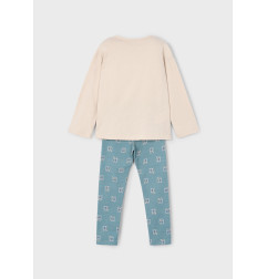Conjunto legging estampado y camiseta niña salvia-Mayoral