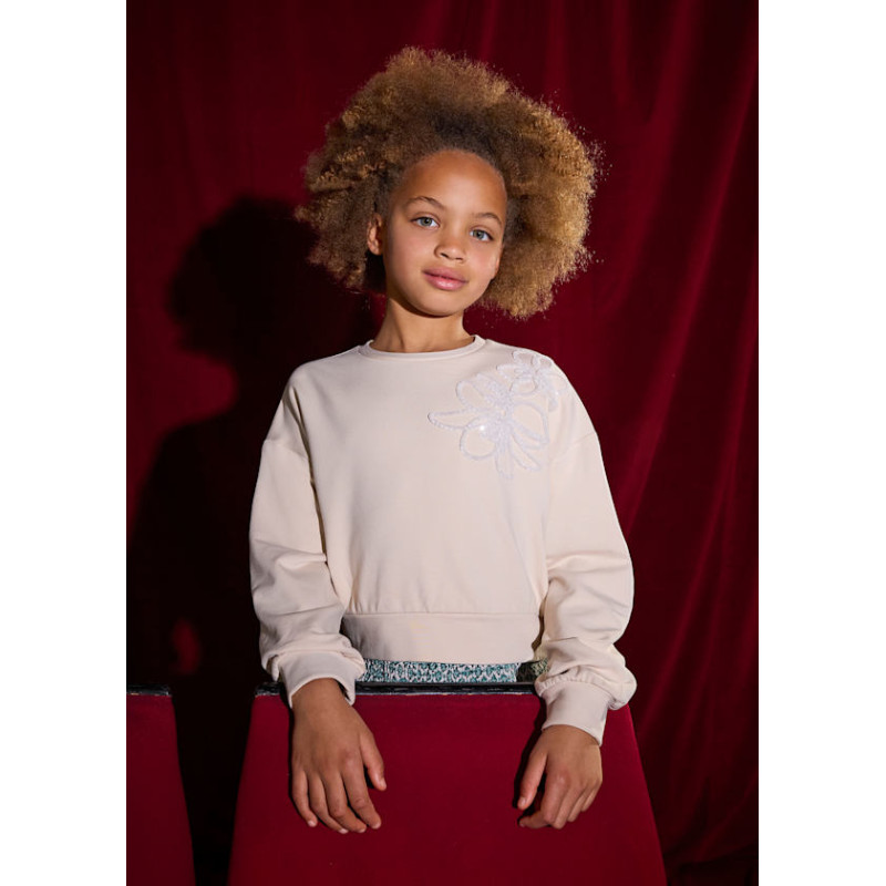 Sudadera flor chica arena-Mayoral