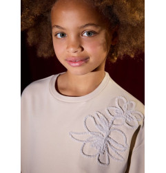 Sudadera flor chica arena-Mayoral