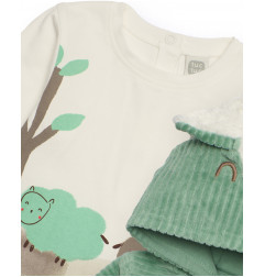 Conjunto de tres piezas para bebé niño en verde y blanco con diseño de ovejita-Tuc Tuc