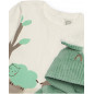 Conjunto de tres piezas para bebé niño en verde y blanco con diseño de ovejita-Tuc Tuc