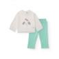Conjunto de sudadera blanca y pantalón verde agua para niña-Tuc Tuc