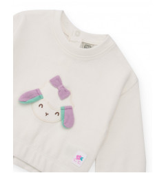 Conjunto de sudadera blanca y pantalón verde agua para niña-Tuc Tuc