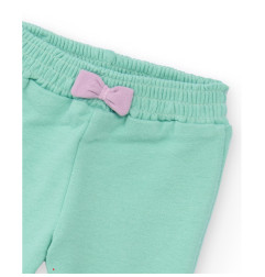 Conjunto de sudadera blanca y pantalón verde agua para niña-Tuc Tuc